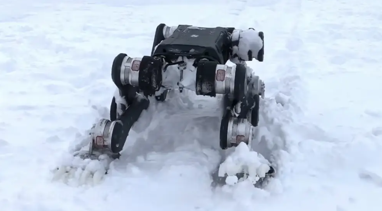 Lynx S10 prototype with polar-bear-inspired paws on Arctic ice floes